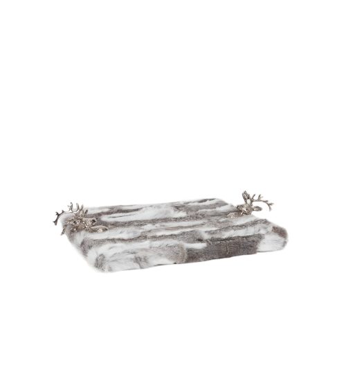 Vassoio in Pelliccia Grigia Luxury