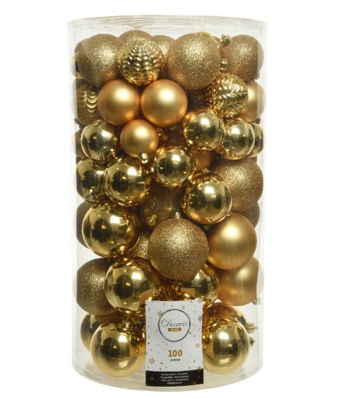 Box 100 Palline di Natale Oro assortite