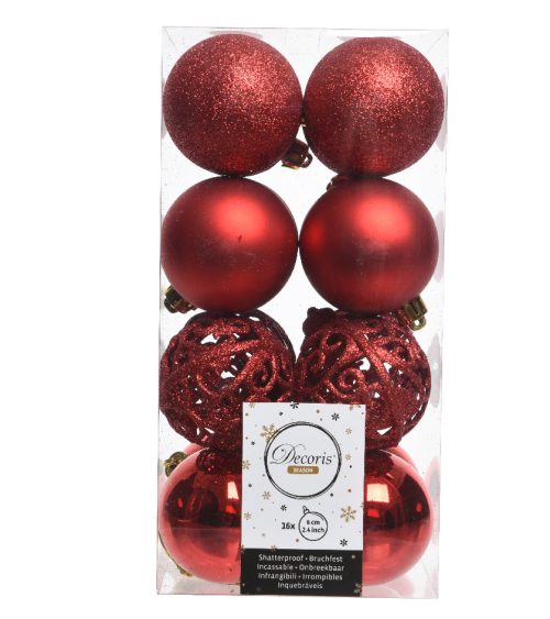 Box 16 Palline di Natale Rosse assortite