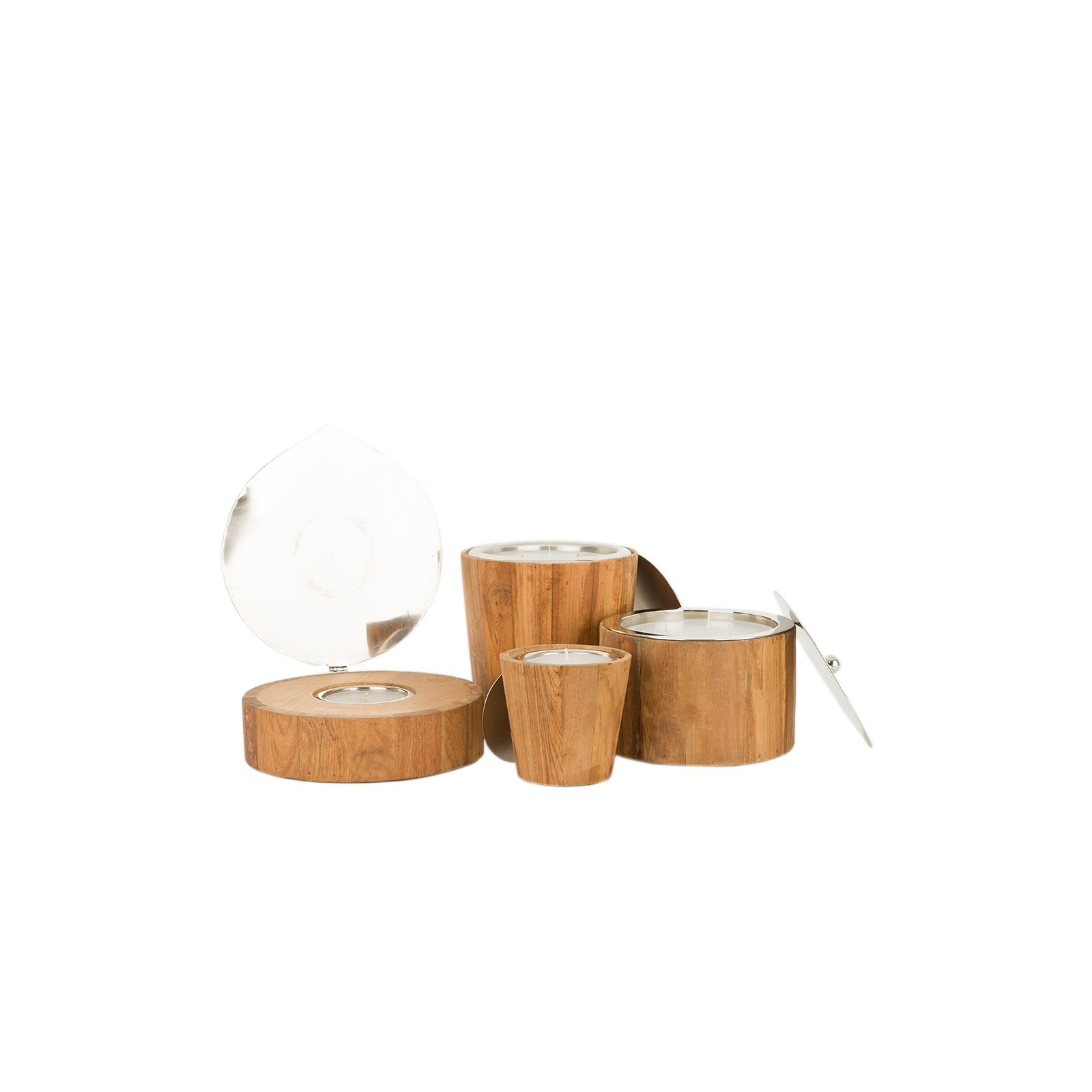 Candela decorativa in Legno Teak con Coperchio Candela decorativa in Legno Teak con Coperchio