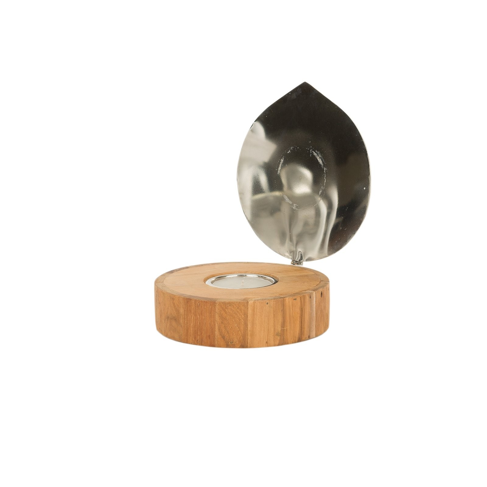 Candela in Legno Teak con Coperchio