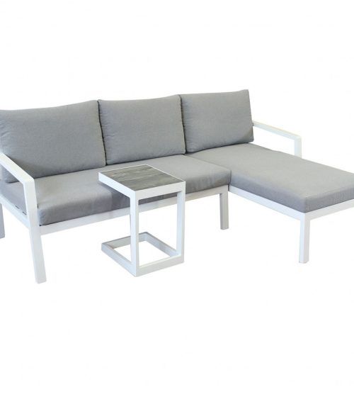 DIVANO CON TAVOLINO KOMODO C/CUSCINI BIANCO