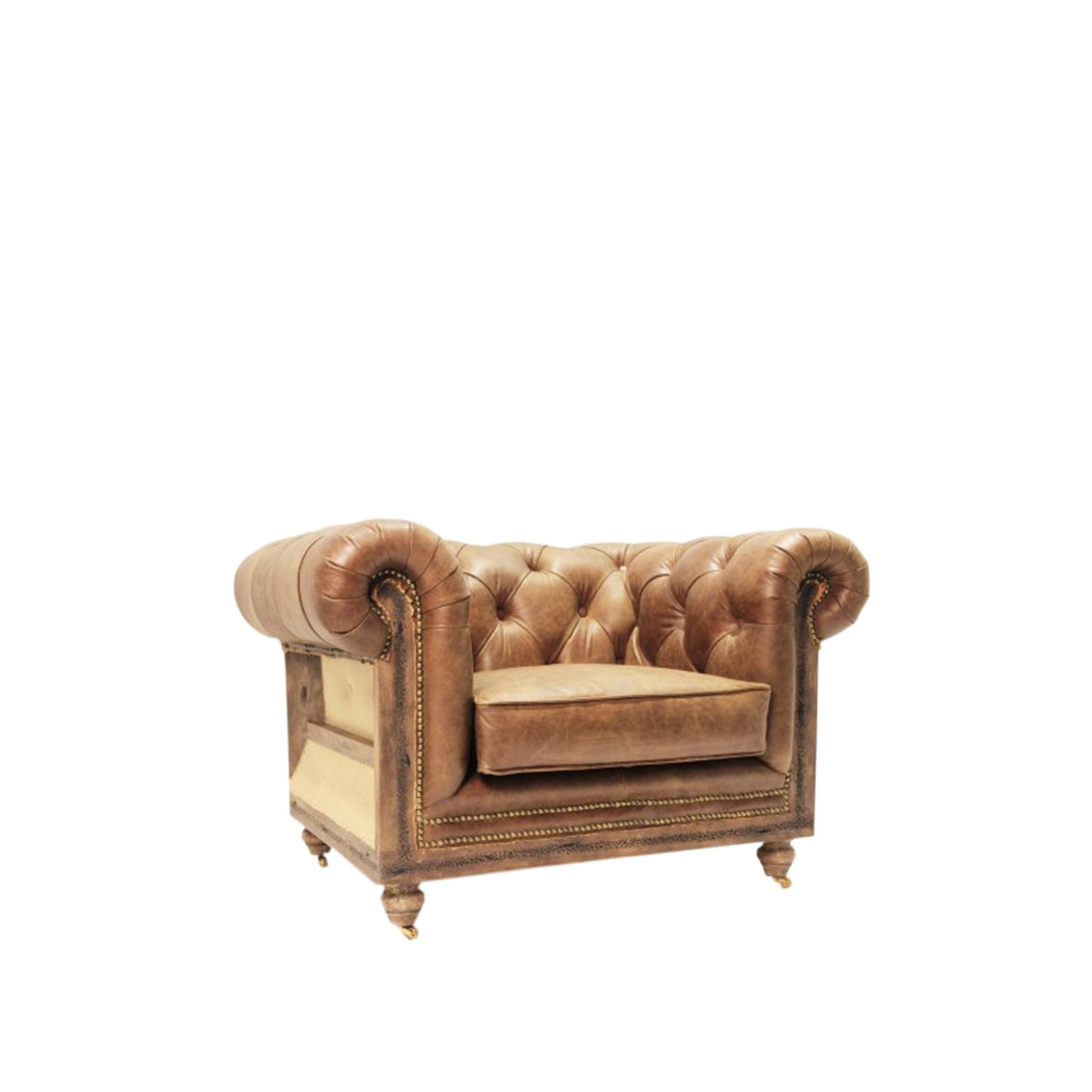 Poltrona Chesterfield capitonné in pelle & juta Poltrona Chesterfield capitonné in pelle & juta