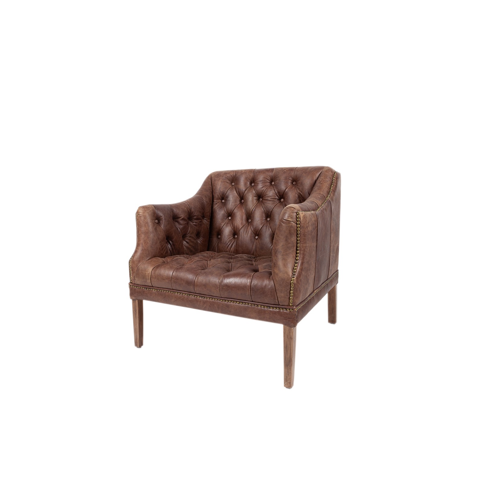 Capitonné brown Leather straigh Sofa