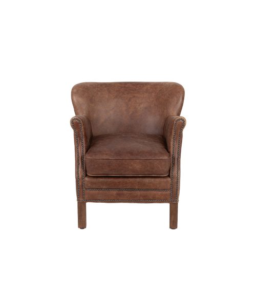 Poltrona Vintage in Pelle con borchie