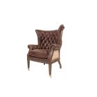 Vintage High Backrest Armchair Leather&Juta