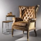 Vintage High Backrest Armchair Leather&Juta