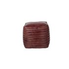Pouf Quadrato in pelle color marrone scuro