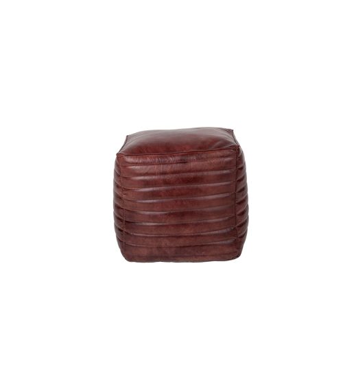 Pouf Quadrato in pelle color marrone scuro