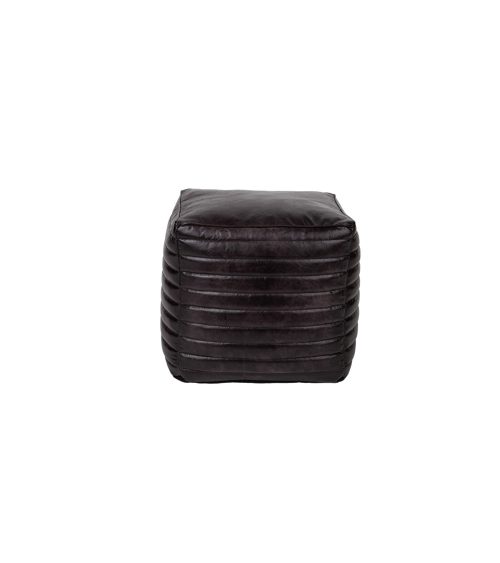 Pouf Quadrato in pelle color nero