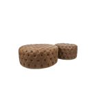 Capitonné Leather Round Pouf