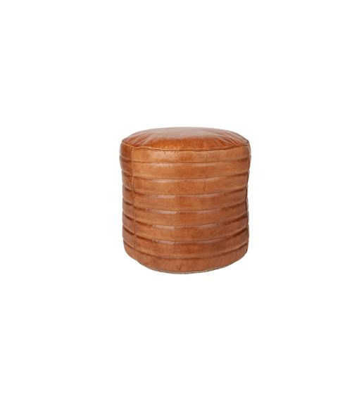 Pouf Tondo in pelle color Marrone