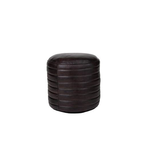 Pouf Tondo in pelle color Nero
