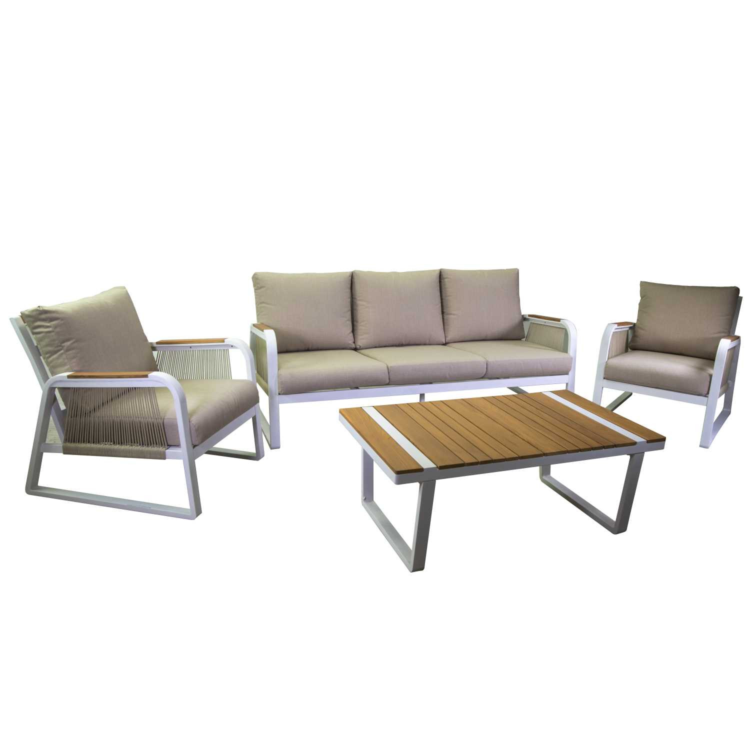 Salotto da esterno alluminio Idaho corda antracite 3 posti Salotto da esterno alluminio Idaho corda antracite 3 posti