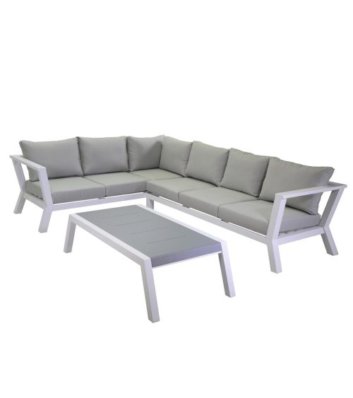 Salotto da esterno alluminio Riverton angolare bianco