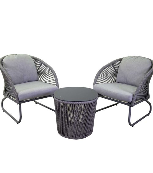 Salotto da esterno alluminio Viking grigio 3 pezzi