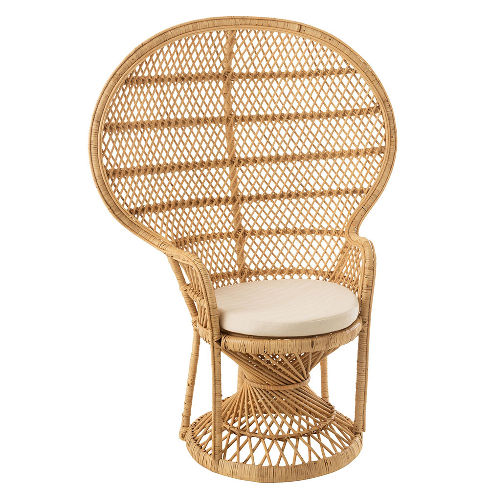 Sedia di design Pavone + Cuscino Rattan Naturale Sedia di design Pavone + Cuscino Rattan Naturale