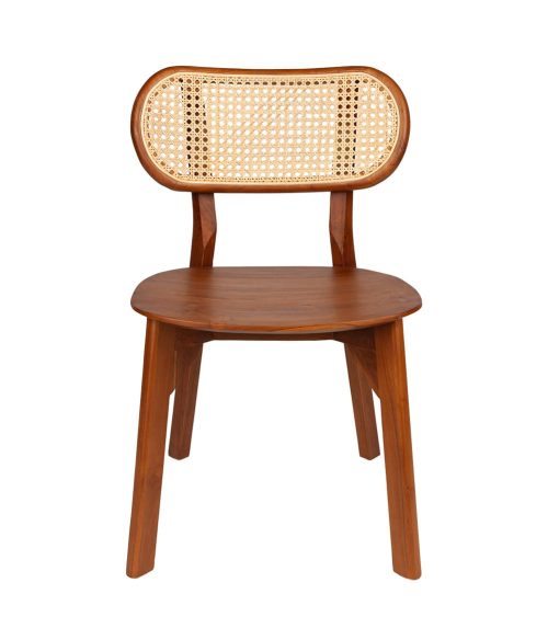 Sedia di design Pinda in Teak e paglia di Vienna
