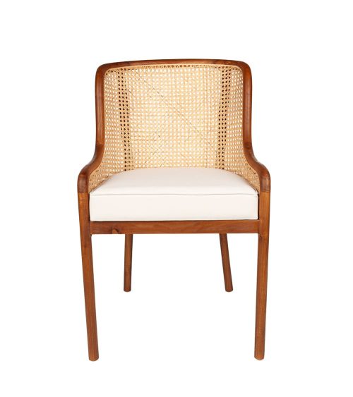 Sedia di design Sophie in Teak e paglia di Vienna