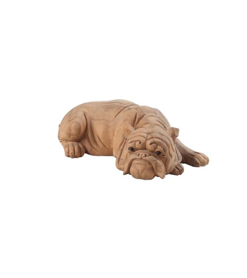 Bulldog disteso in legno di suar
