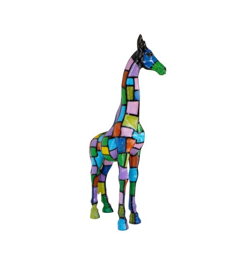 Giraffa mosaico multicolor in resina